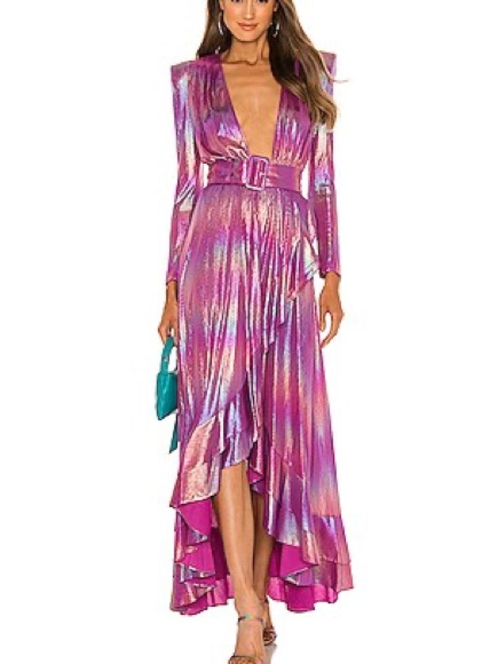 Retrofête Harmony Dress in Metallic Pink
